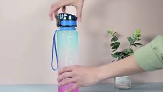 1L Tritan Water Bottle with Time Marker 💧 Leakproof Motivation Cup