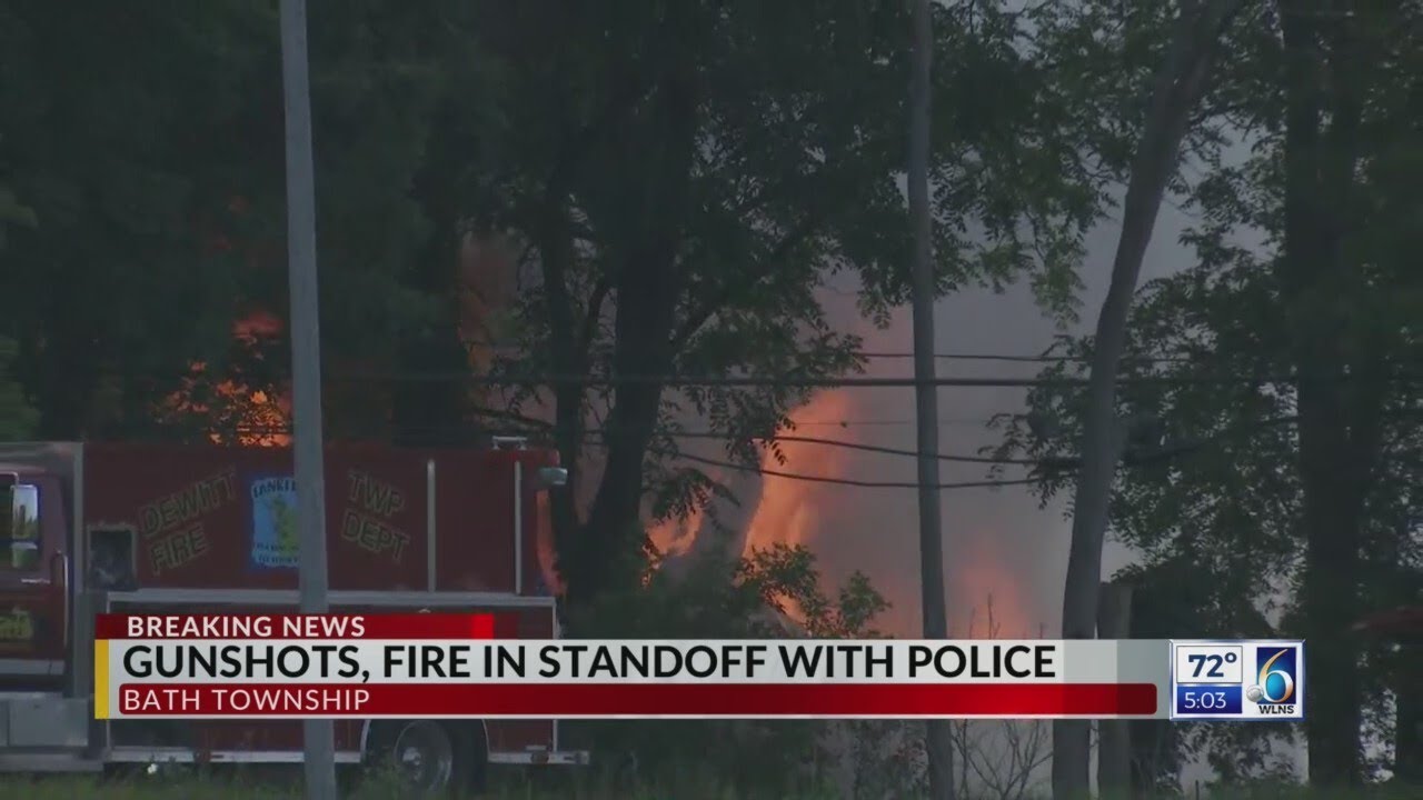 Bath Township barricaded person and fire