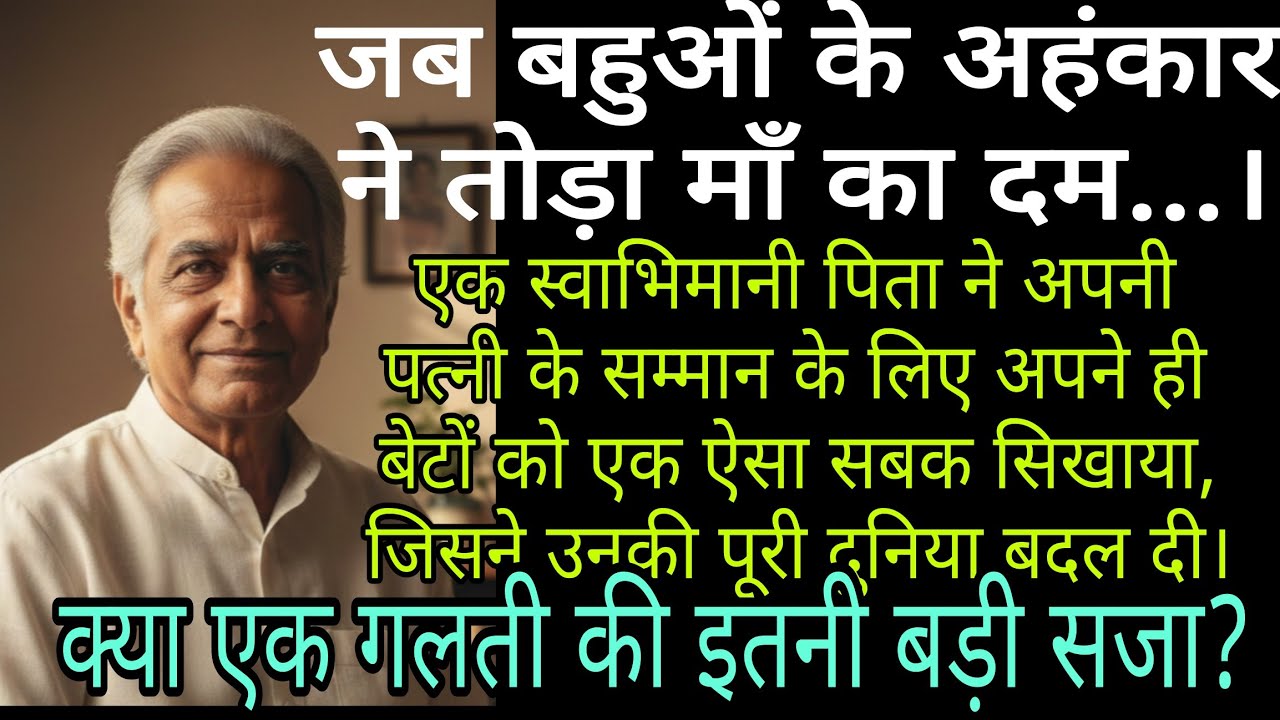hindivoice।जब बहुओं के अहंकार ने तोड़ा माँ का दम।एक स्वाभिमानी पिता ने अपनी पत्नी के सम्मान के लिए..