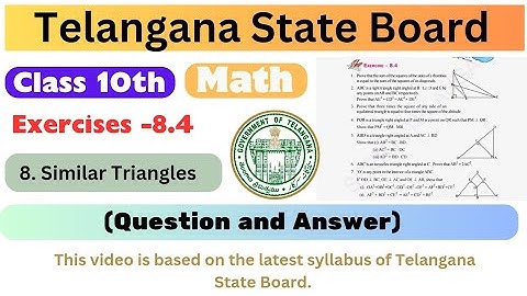 Ts Class - 10th Maths Similar Triangles Exercise 8.4 Chapter 8 Telangana State Board solution Answer