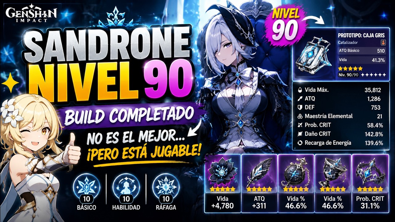¡SANDRONE NIVEL 90! ⭐ Build Completo y Lista para el Combate | Genshin Impact en ViVo 20260716