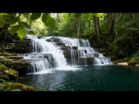 Deep Sleep in Minutes 🎹 Waterfall Sounds and Piano Music for Insomnia Relief
