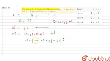 If position vector of points A,B and C are respectively `hati,hatj, and hatk` and `AB=CX`, then