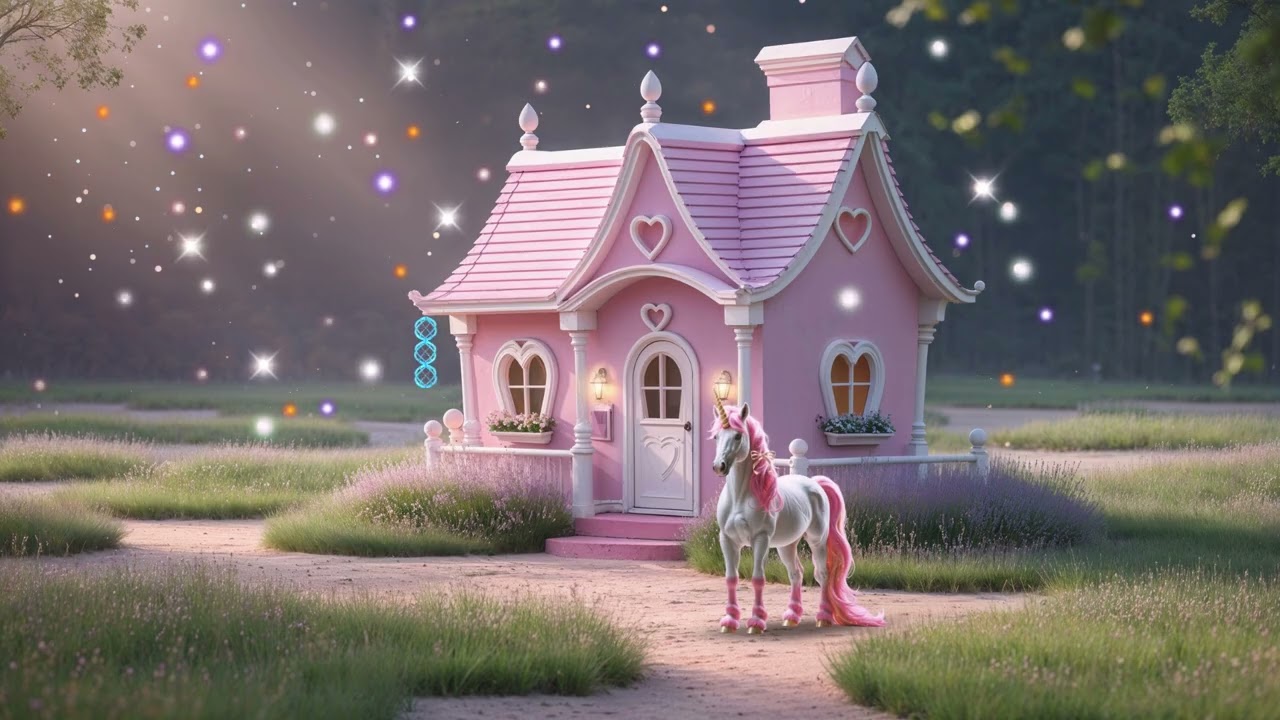 Pink Playhouse in a Magical Meadow | Unicorn Aesthetic Ambience & Tranquil Guitar Music (10 Minutes)