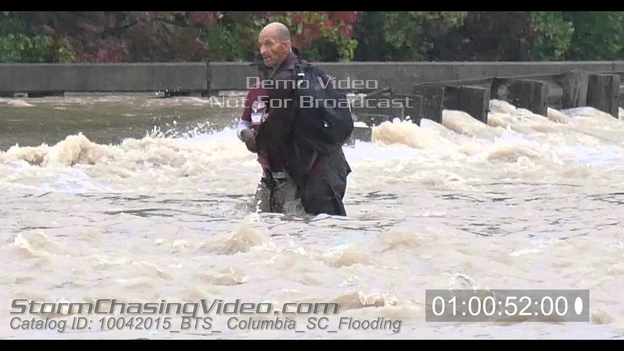 Columbia,  SC Morning Flooding - 4K Stock Footage - 10/4/2015