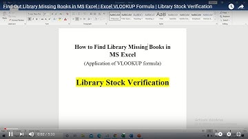 Find Out Library Missing Books in MS Excel | Excel VLOOKUP Formula | Library Stock Verification