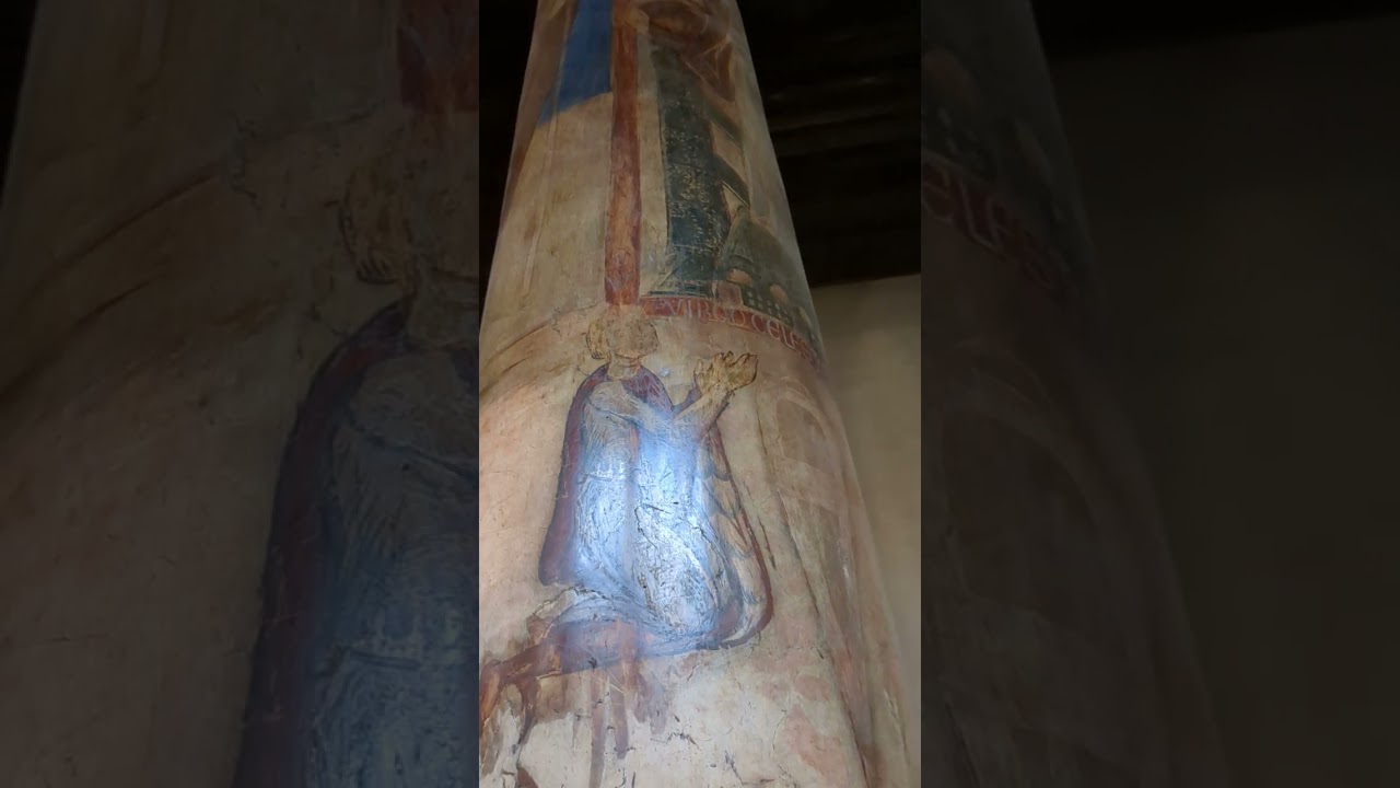 Medieval graffiti and paintings on the pillars of the Basilica of the Nativity