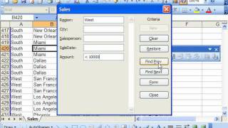 Excel 2003 Tutorial Finding Records in the Data Form Microsoft Training Lesson 25.3