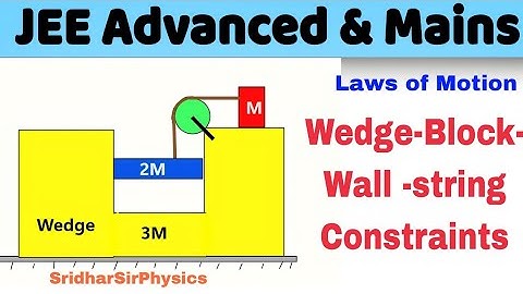 10) Wedge block pulley constraint | In the system shown, mass of block A, B and C are mA=4m,