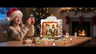 2025 Christmas Nutcracker Theater Building Set with Light,4 Nutcrackers & 8 Minifig ures