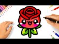 HOW TO DRAW a CUTE KAWAII ROSE EASY ????