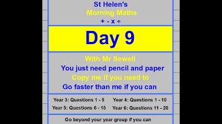 Morning Maths Section A Day 9