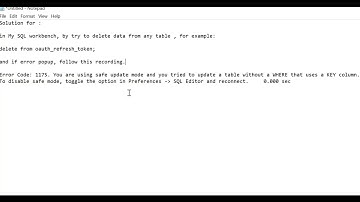 Error Code: 1175. You are using safe update mode and you tried to update a table without a WHERE....