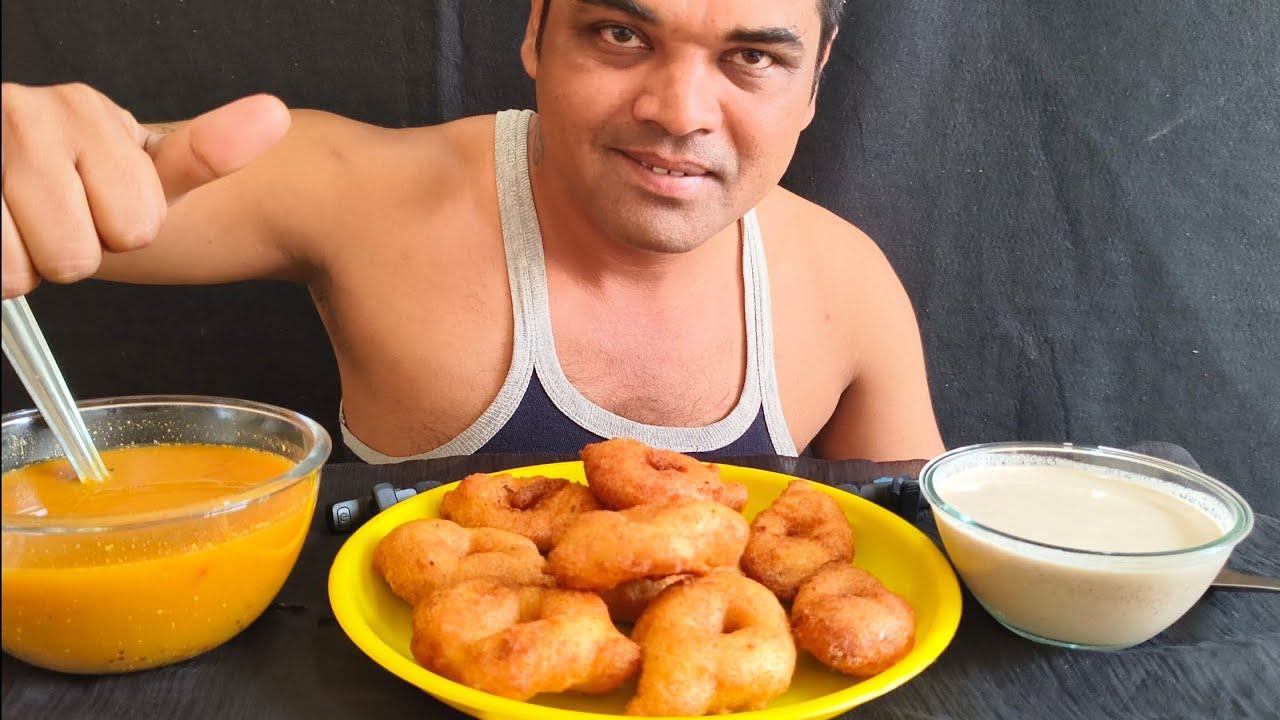 Medu Vada Sambar Chatni ASMR|| Medu Vada Sambar Chatni Challenge, Dipu R K Foody