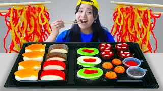 Sushi Gummy And Jelly Noodle Challenge