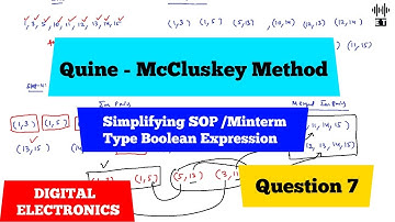 Quine McCluskey Method | Sum Of Products (SOP) | Question 7 | Digital Electronics