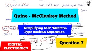 Quine McCluskey Method | Sum Of Products (SOP) | Question 7 | Digital Electronics