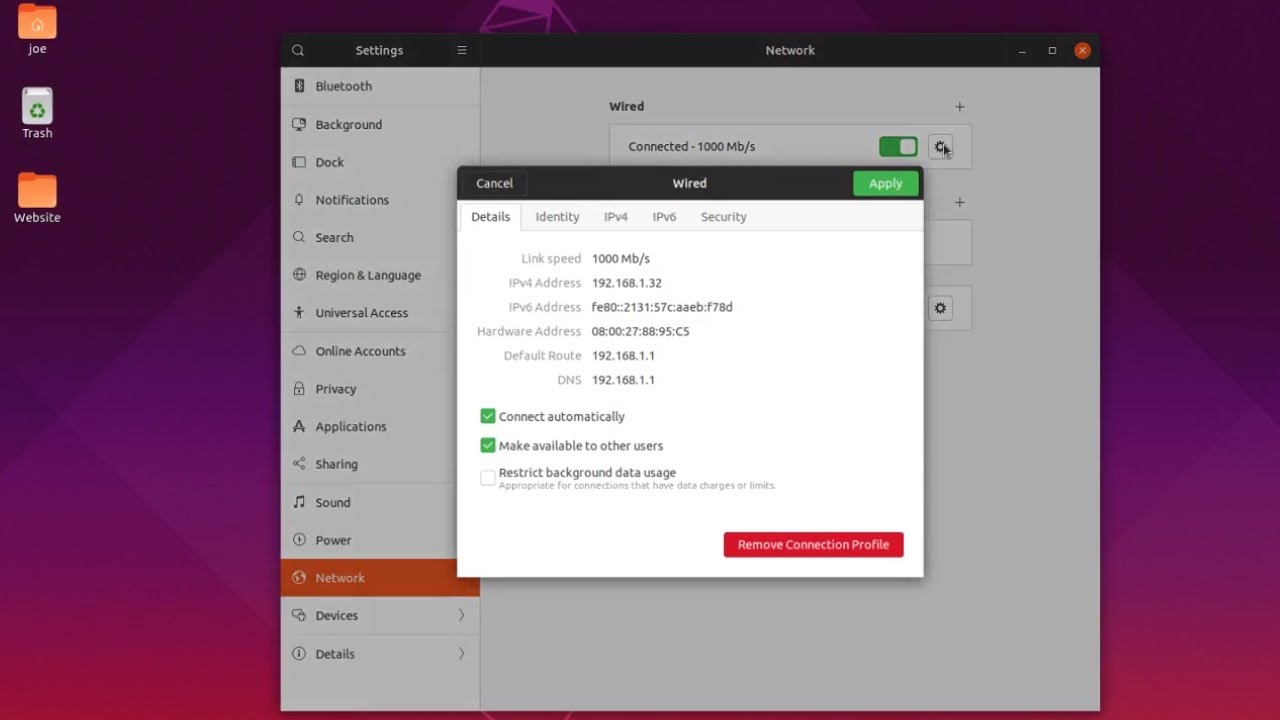 How To Set A Static IP Address In Ubuntu 19 - YouTube