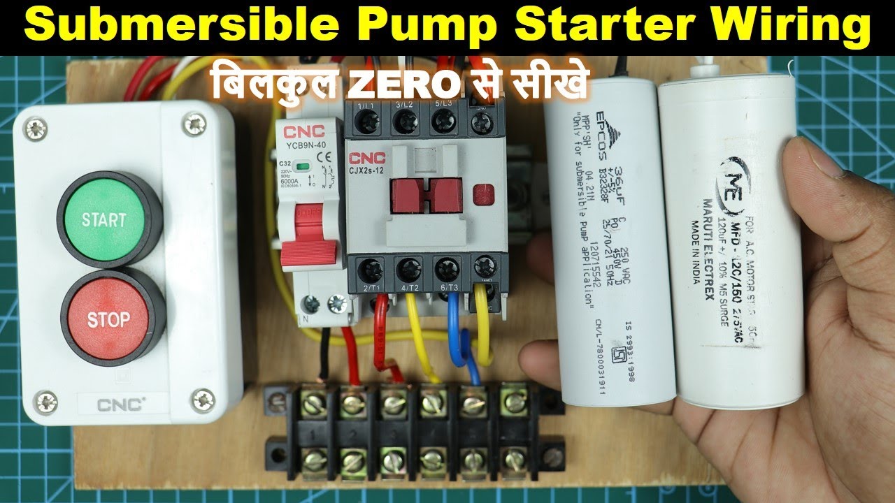 Single Phase Submersible Pump Starter with Two Capacitor Connection