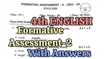 4th Class FA-2 English 💯💯Full Question Paper with Answer Key🗝️(previous year) | 4th 💯Fa2 English key