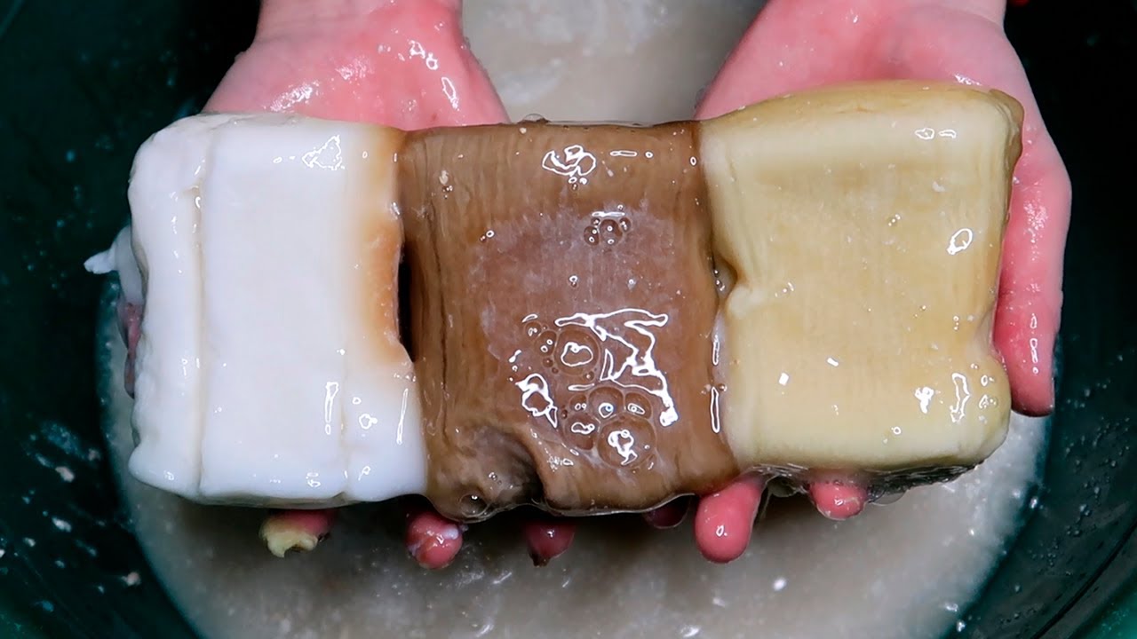 ASMR LAUNDRY MUSHY SOAP and Sponge ✨ Soaked Soap ✨ Sponge Squeezing