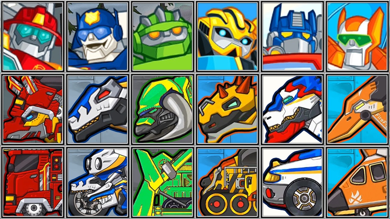 Rescue Bots Hero Adventure, Dino Robot Corps: Triceratops Velociraptor Stegosaurus Euoplocephalus TR