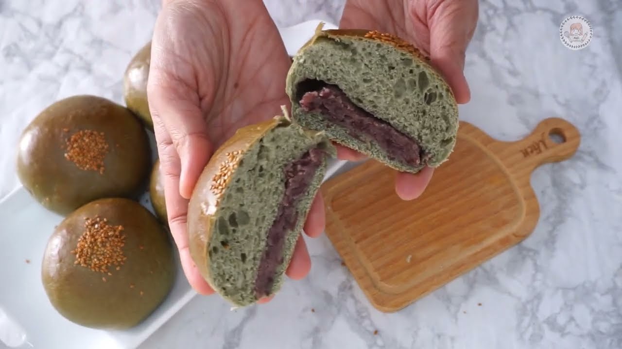 Matcha Bun with Red Bean Paste Filling  2025 Recipe for Youtube
