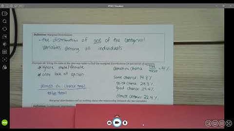 2 way tables, marginal and conditional distributions