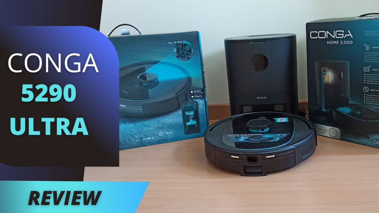 CECOTEC CONGA 5290 ULTRA robot vacuum cleaner test with its base 