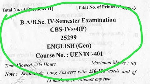 BA BSC 4th semester General English  question paper 2021 || JK Informer