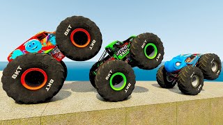 Big Monster Trucks Insane Challenges, Backflips, Smashing and Crashing Cars BeamNG drive