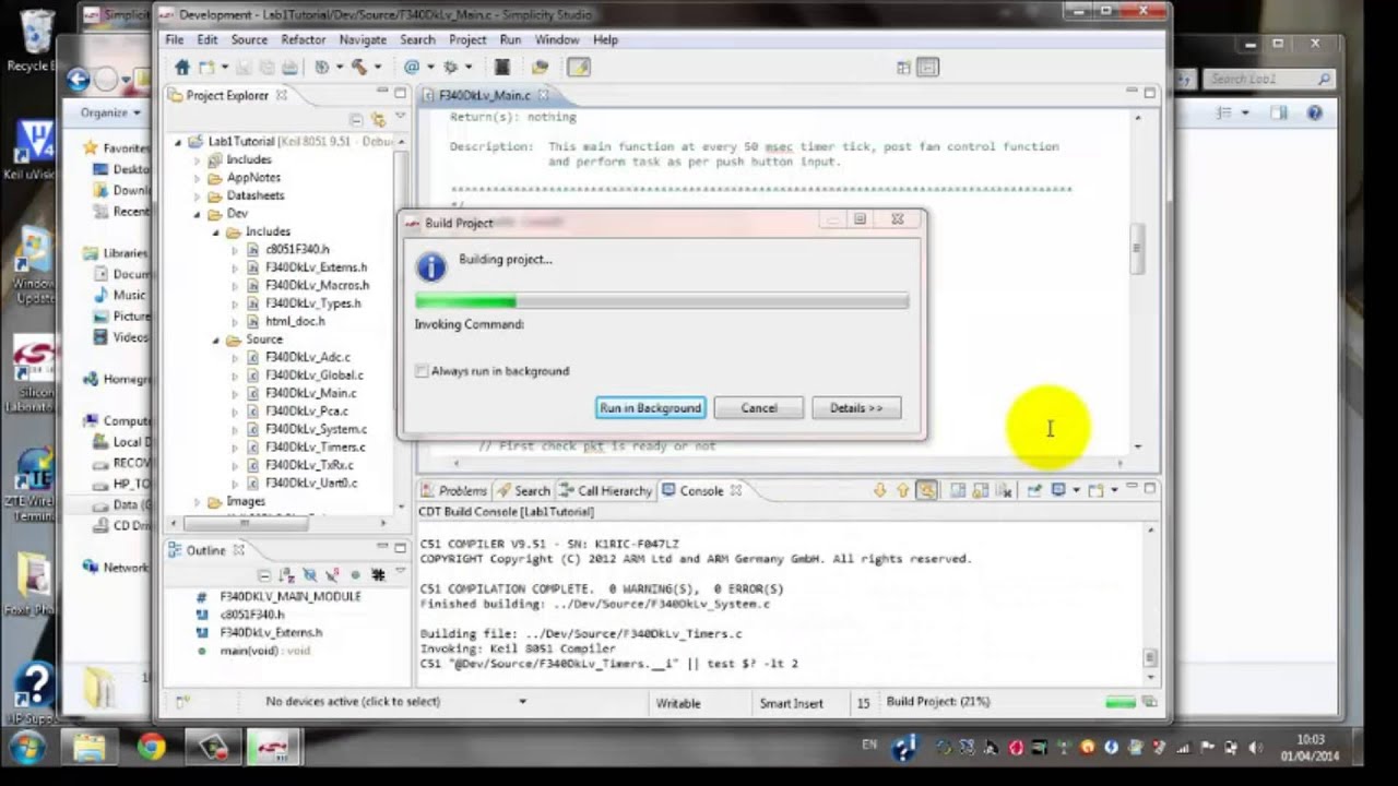 Simplicity Studio: Compile build C8051F340 and Documentation (Doxygen ...
