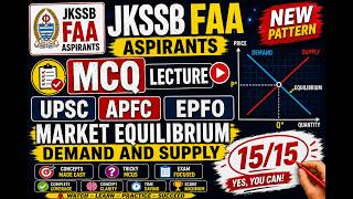Market Equilibrium &amp; Law of Supply MCQs | JKSSB FAA | UPSC EPFO APFC | New Pattern Practice