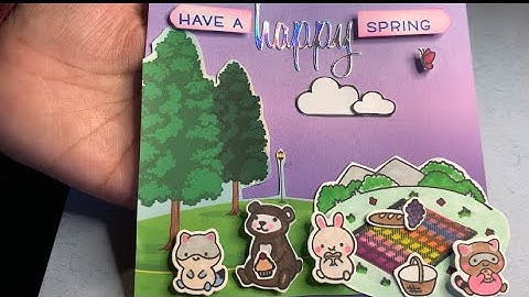 Making a Spring scene with cute animals having a picnic, set to music, relaxing video