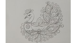How To Draw Peacock Rangoli Step By Step || Easy Peacock Rangoli Design For Diwali || Janmashtami screenshot 4