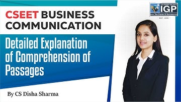 Comprehension of Passages || CSEET Business Communication || CS Disha Sharma