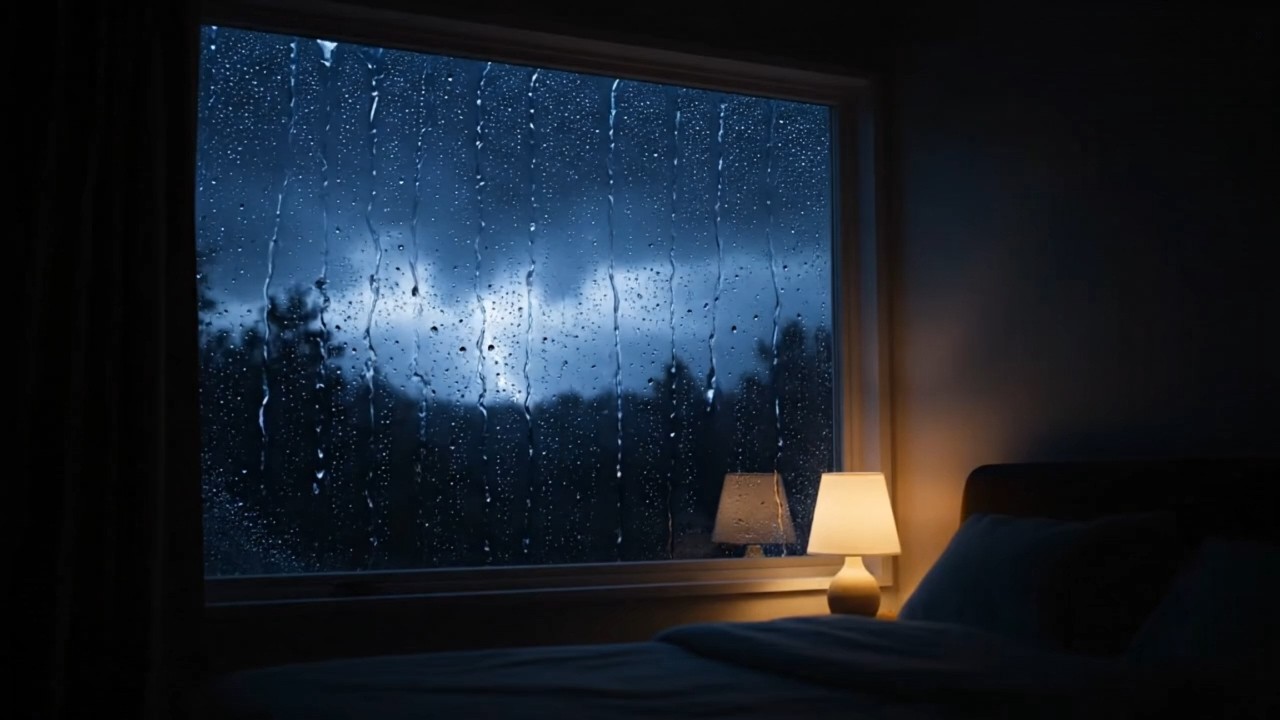 Gentle Rain & Distant Thunder Under a Cloudy Sky