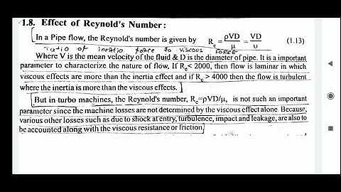 Turbo Machines - Module-1  Effect of Reynold