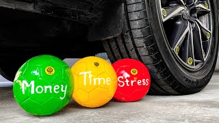 Crushing Crunchy & Soft Things by Car!  Experiment Money, Time, Stress Ball vs Car screenshot 4