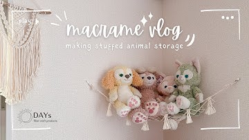 ぬいぐるみ収納を可愛く♡マクラメハンモックの作り方｜DIY macrame hammock｜stuffed animal storage🧸