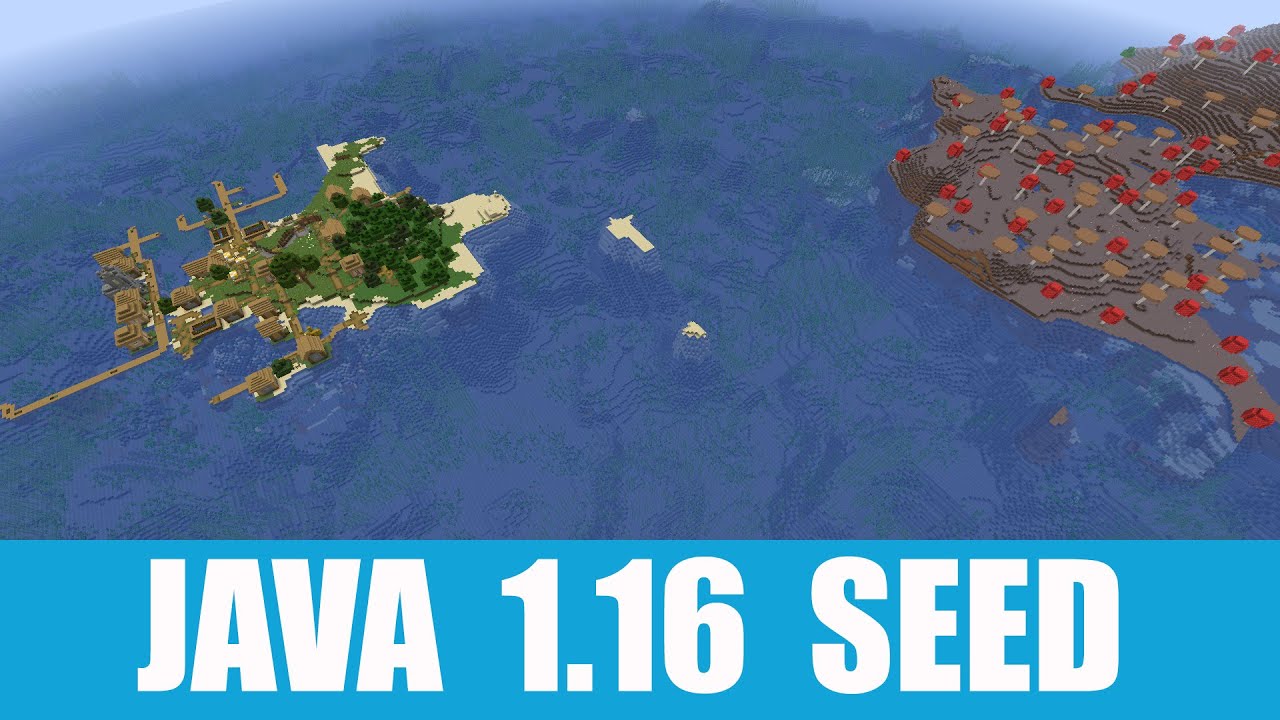 Minecraft Java 1.16 Seed: Mushroom biome with an island village nearby ...