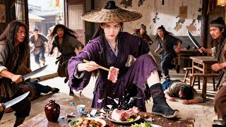 武俠電影！斗笠少女竟是功夫高手，嚇傻客棧鬧事土匪！#成龍 #武俠 #功夫 #劉亦菲 #王一博 #肖戰