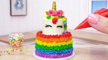 Rainbow Cake 🌈 Miniature Unicorn Cake Decorating |1000+ Miniature Ideas By Mini Cakes Baking