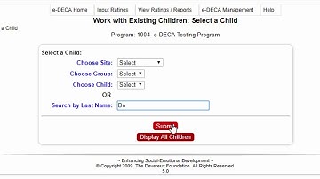 e-DECA: Creating a Child Contact (Parent Rater)