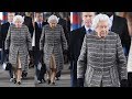 Queen Elizabeth NEW LOOKS in Grey Embroidered Coat as She Boards Train for London