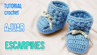 DIY Escarpines Punto Puff | Crochet AJUAR varón - YouTube