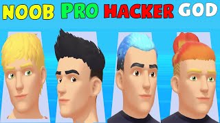 NOOB vs PRO vs HACKER vs GOD in Hair Tattoo: Barbershop Master screenshot 3