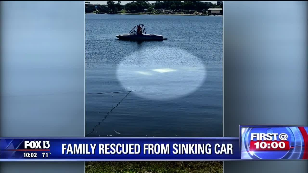 Water-skiers rescue Winter Haven family as car sinks into lake
