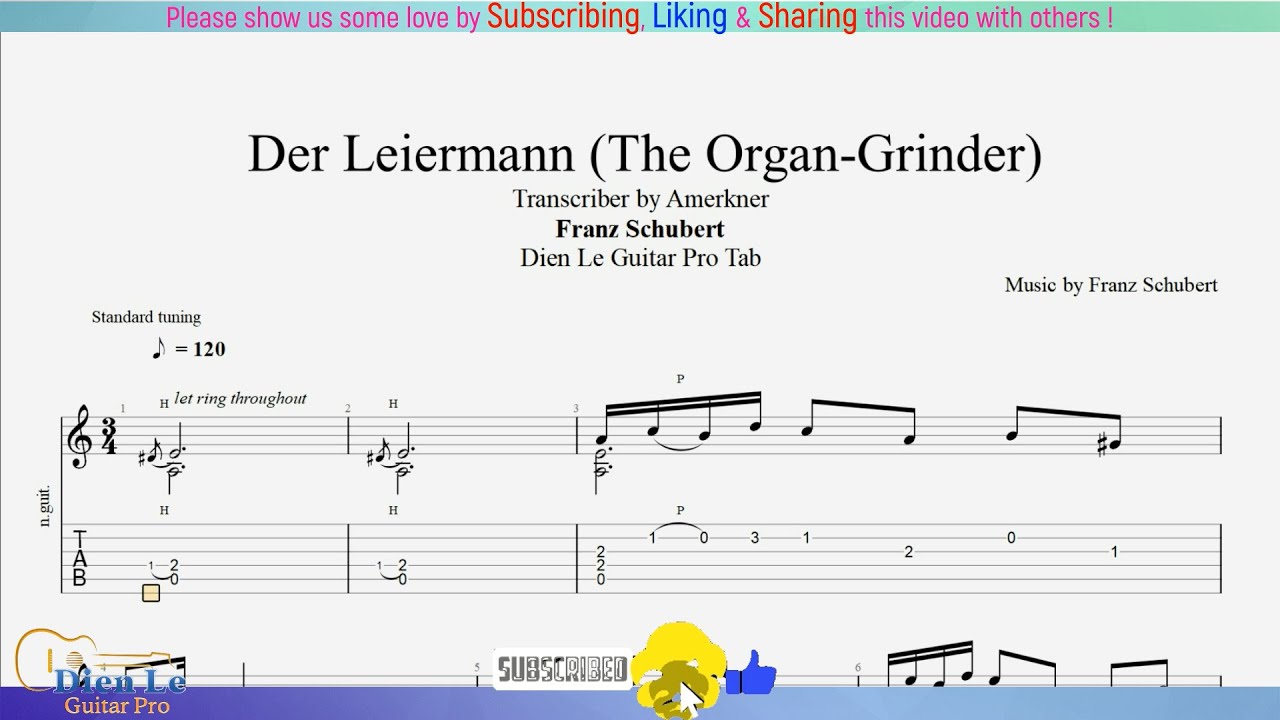 For Classical Guitar with TABs - Franz Schubert - Der Leiermann (The Organ-Grinder) For Classical Guitar with TABs - Franz Schubert - Der Leiermann (The Organ-Grinder)