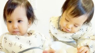 寝ながら食べる赤ちゃん / Drowsy cute baby still hungry